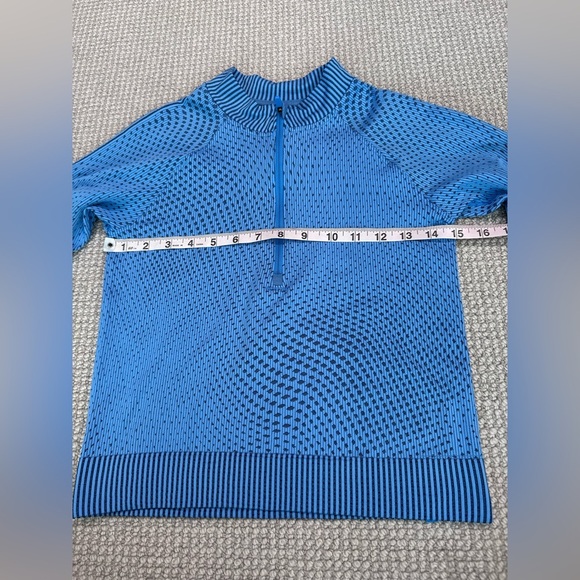 Lululemon Rest Less Cropped Half-Zip Top Jacket Thumbholes Grid Blue - Picture 5 of 9